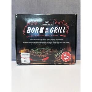 NEW Born-to-Grill 15-Piece Flat Top Grill Tool Set, Stainless Steel for Griddle